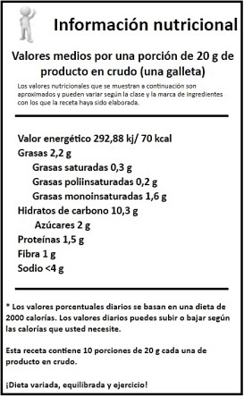 informacion nutricional galletas de espelta con fresa deshidratada