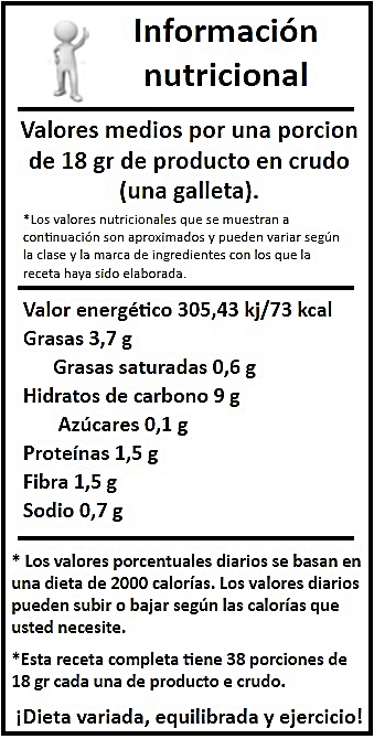 información nutricional galletas veganas sin azucar 100% harina integral