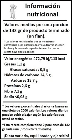 informacion nutricional flan de caqui